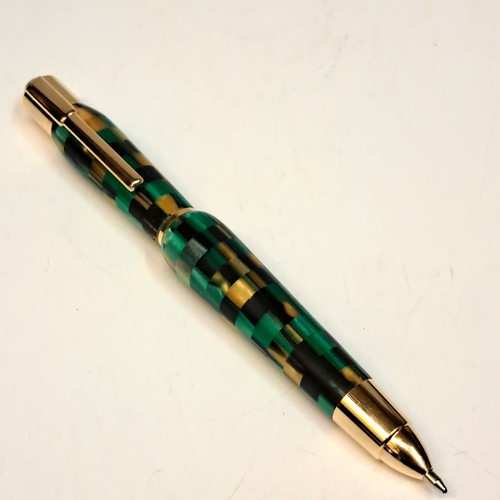 CR-038 Pen Acrylic Black, Green, Gold $60 at Hunter Wolff Gallery